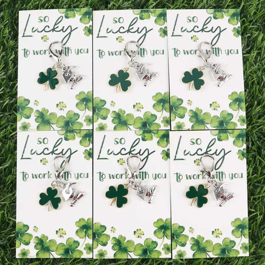 1/5/10/20/50/100pcs Funny Graduation Cap with Clover Series Keychain Set, Comes with Lucky Card, The First Choice Gift for Gradu