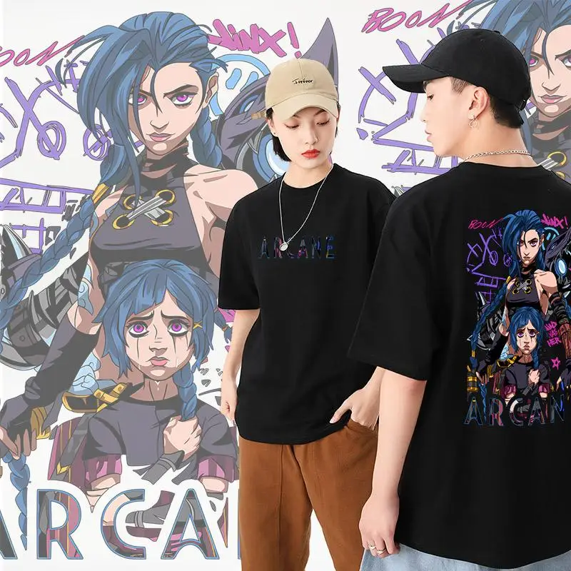 

2025 Arcane Jinx Street Graffiti Printed T-Shirt Monkey Game Fans Commemorative Summer Unisex Fashion Cycling Short Sleeve Top