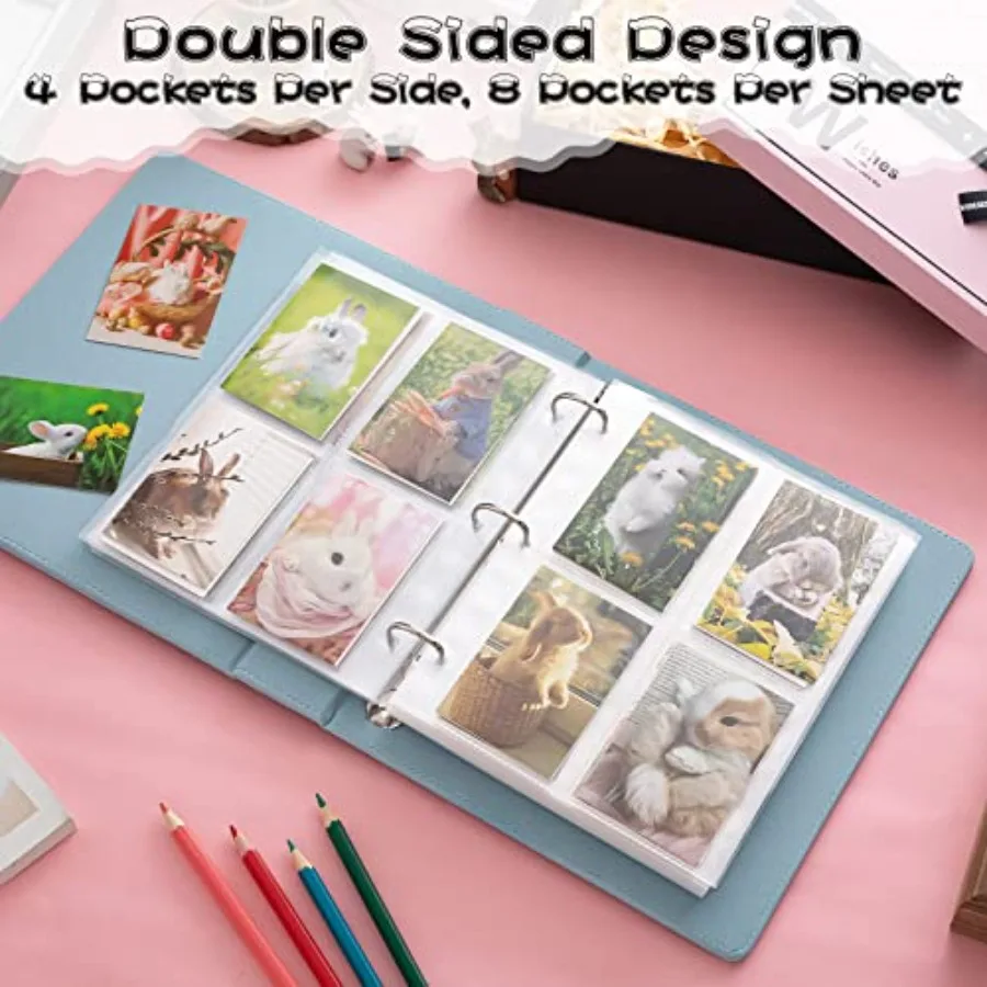 70 حزمة 560 جيوب 2.5x3.5 4 جيوب بطاقة الموثق الأكمام بطاقة التداول الأكمام ل A5 3 حلقة الموثق DoubleSided UltraClear Remov