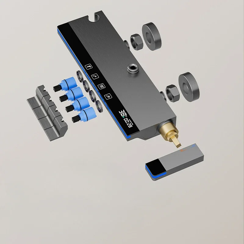 Smart Temperature Digital Display Shower System Bathroom Wall Mount Piano Key 4 Function Rainfall Hot Cold Shower Faucet Set