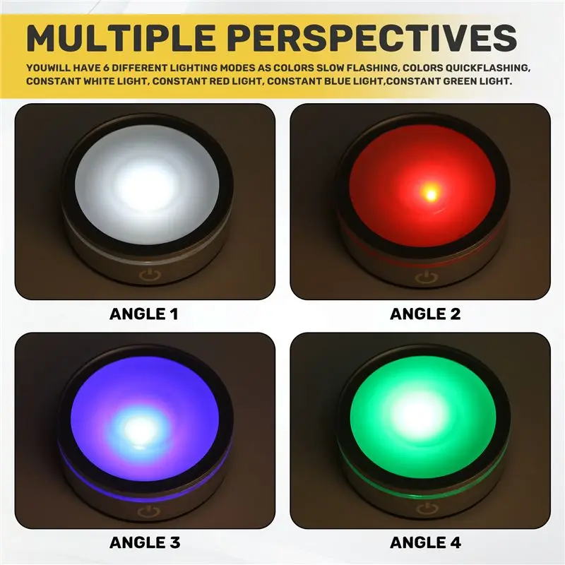 A44I-LED Light Base With Sensitive Touch Round Colorful Stand Display For 3D Crystal Glass Art Photo Frame