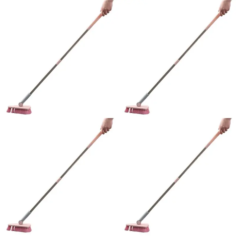 BTCL 4X A Long Handled Hard Bristled Triangular Floor Brush, Bathroom Tile Gap Cleaning Brush