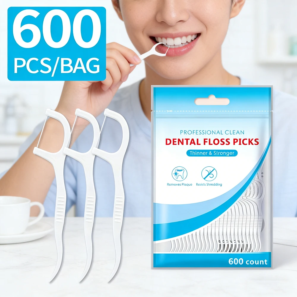 Ultra Thin Dental Floss Picks 1200Pcs Family Pack Toothpicks for Teeth Clean