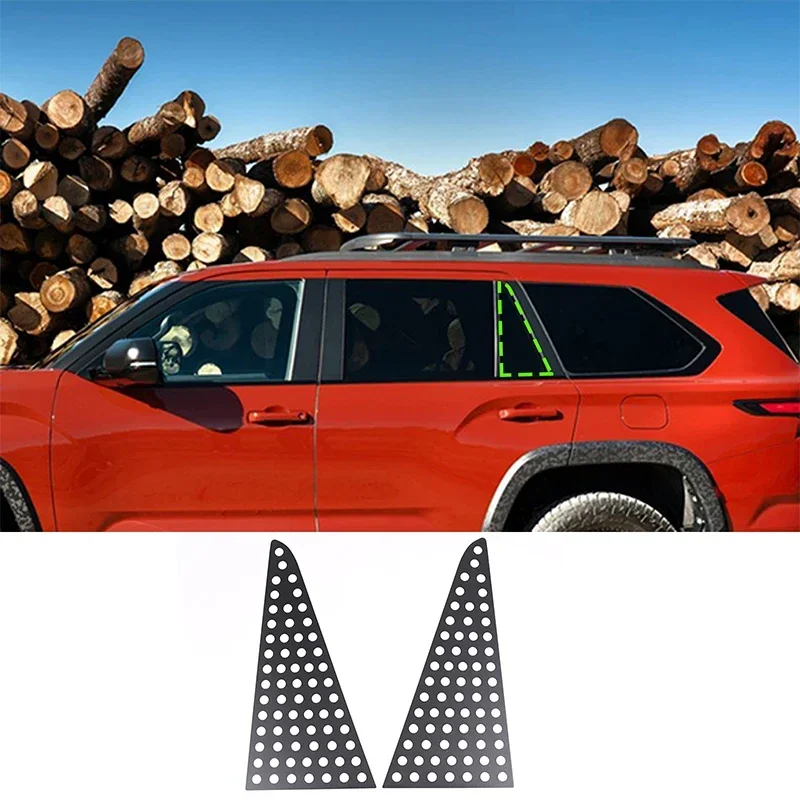 For Toyota Sequoia 2022-24 Aluminum Alloy Black Car Rear Window Honeycomb Window Glass Guard Plate Trim Stickers Car Accessories