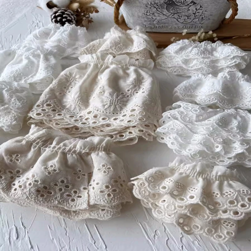 Czysta bawełna Haft Biała koronka Akcesoria koronkowe Ręcznie robione Diy Odzież Spódnica Mankiety Bawełniana wydrążona koronka dekoracyjna
