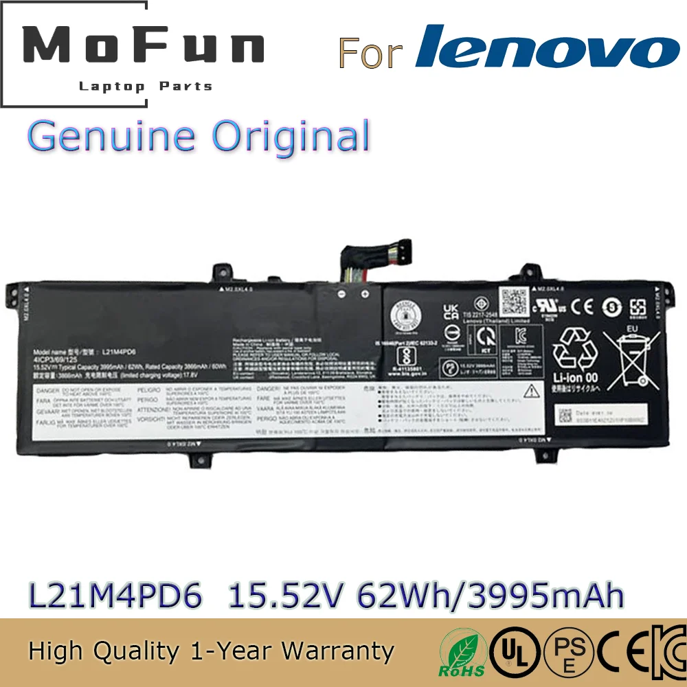 

Brand New Original L21M4PD6 15.52V 62Wh Laptop Battery for Lenovo ThinkBook 14 G4+ IAP ARA L21C3PD5 L21M3PD5