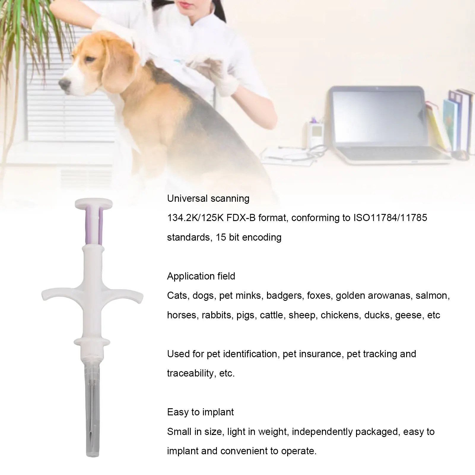 10 عبوات من علامات رقاقة الحيوانات الأليفة العالمية IS011784/5 FDX-B 134.2 كيلو هرتز رقاقة حيوانات منخفضة التردد للكلاب والقطط والماشية والدواجن