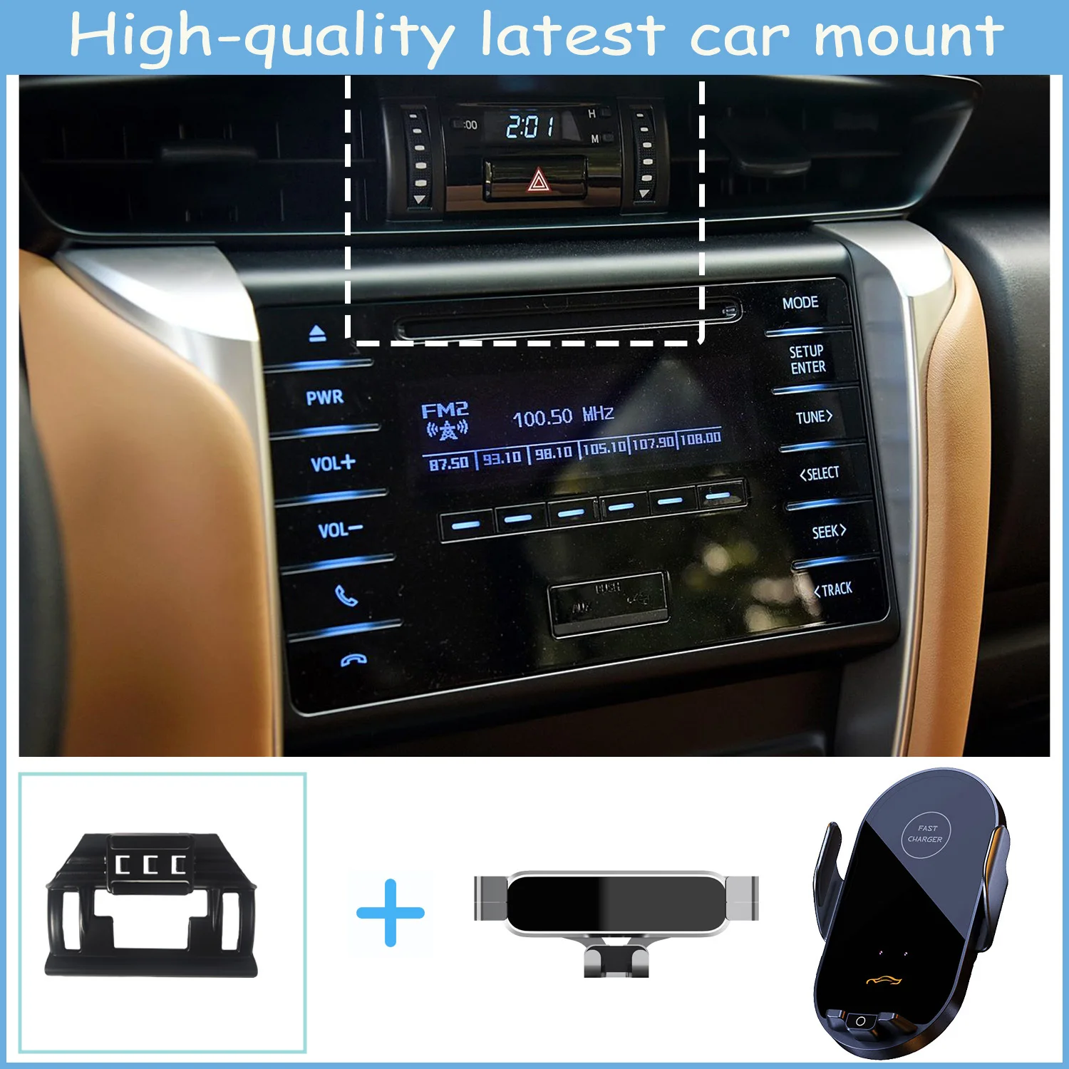 

For Toyota Fortuner 2016 2017-2022 car phone holder Special Fixed Bracket Base Wireless Charging Interior Accessories