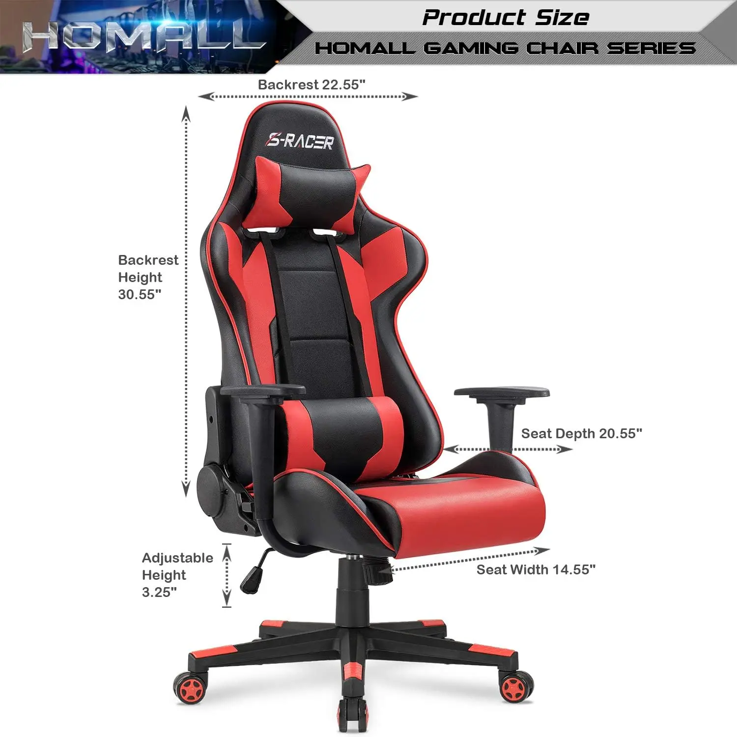 Office Chair High Back Computer Chair Leather Desk Chair Racing Executive Ergonomic Adjustable Swivel Task with Headrest