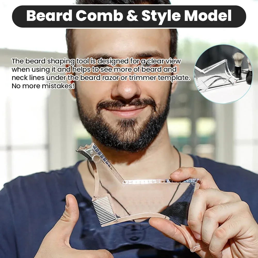 Beard Shaping Comb Men Styling Template Beard Hair Brush for Hair Beard Trimmer Template Stencil Men Beard Salon Styling Tools