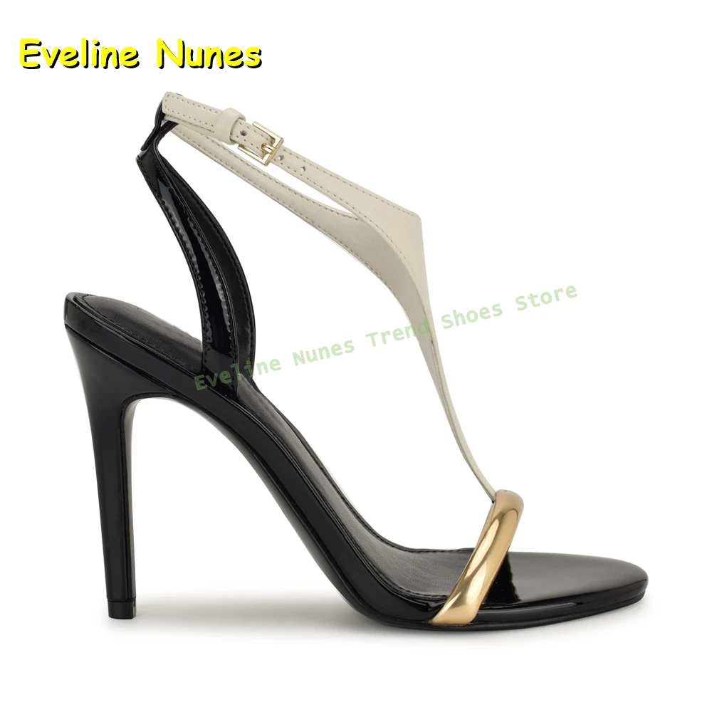

Women's Black White Gold Stiletto Heel Sandals Ankle Strap Open Toe Elegant Party Wedding Prom Fashion Shoes 2026 Summer Party