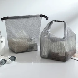 Tragbare Aufbewahrung tasche einfache Reises chnalle Typ Einkaufstasche wasserdichte Kosmetik tasche große Kapazität transparente Netz handtasche