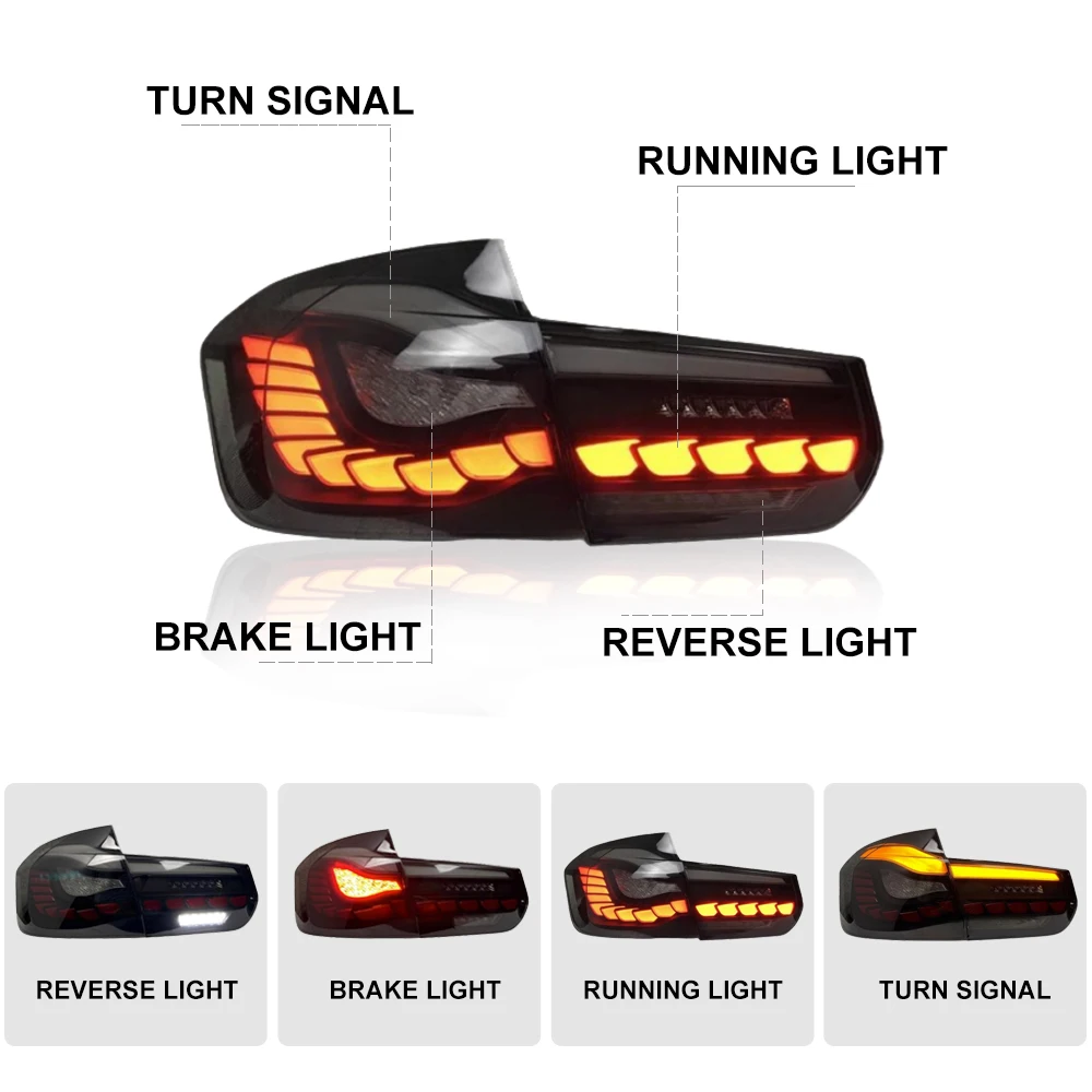 For BMW F30 F35 3 Series 2013-2019 Modified GTS Style Dragon Scale OLED Sequential Dynamic Signal Assembly Car LED Tail Light