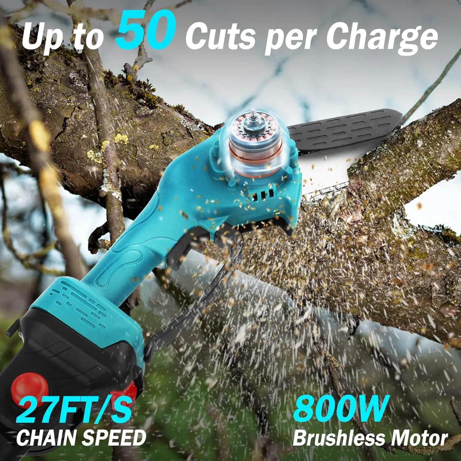 Serras elétricas sem fio iToolMax 2 em 1 para aparar árvores - Motosserra de 8 polegadas com alimentada por bateria e postes de extensão