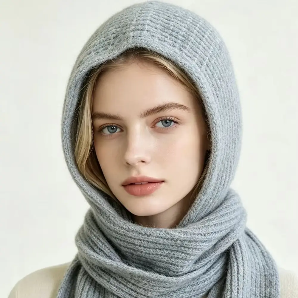 New Winter yak woo Knitted Balaclava Thicken Hat Neckerchief Winter Accessories Hooded Hat Ear Protection Scarf Cap Cold Weather