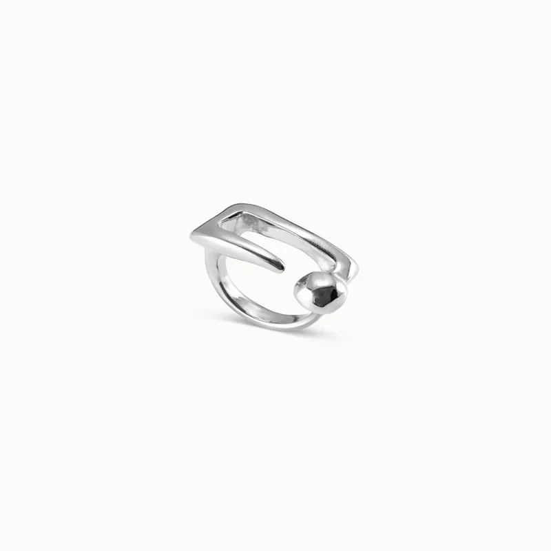 European and American neutral cool style silver nail shaped ring for women's jewelry