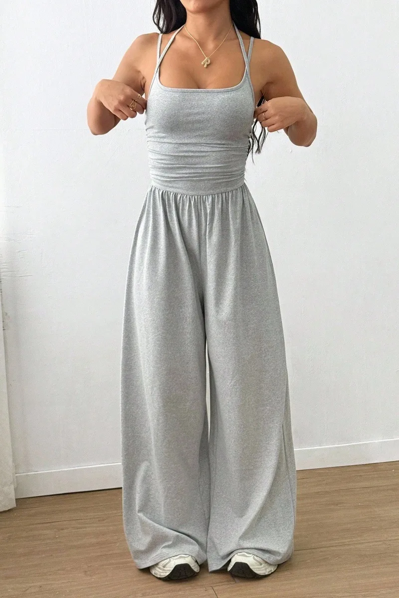 Spring Fall 2025 New Arrival Women's Jumpsuit Solid Color Double-Strap Relaxed-Fit Casual Pants Y2k Clothing