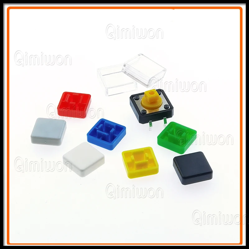10pcs B3F Tactile Push Button Switch +A14 Color Hat 10pcs + Transparent Cap 10pcs Momentary Tact Touch Micro Switch 12*12*7.3mm