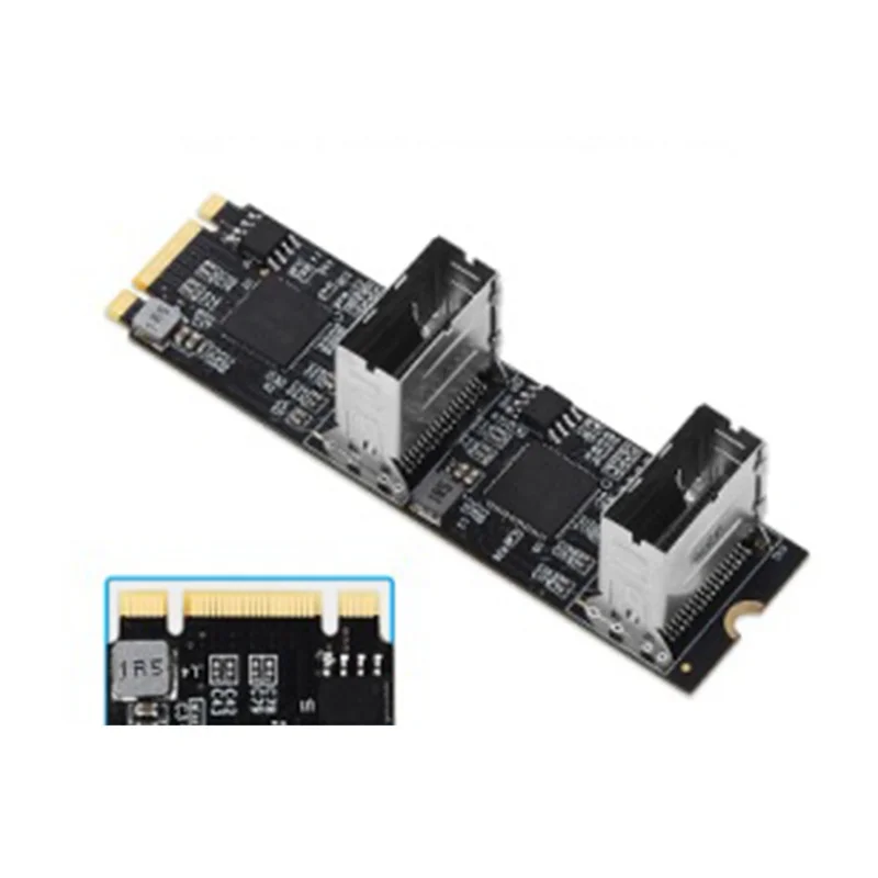 

New M.2 To SATA Card PCI Express 3.0 M2 To SATA Multiplier Adapter 8 Port SATA 3 6Gbps Controllers B+M Key Durable Easy To Use