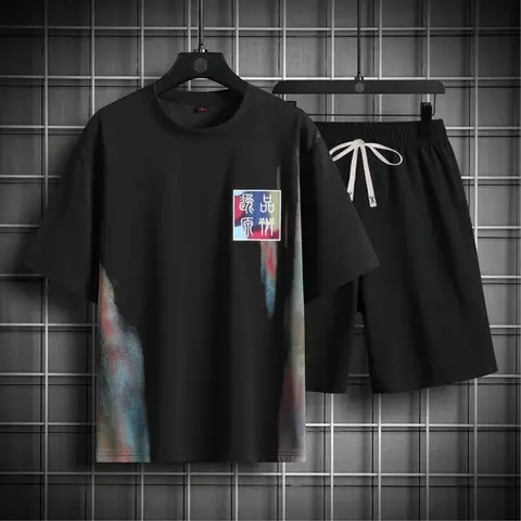 2025 여름 세트 남성 패션 반팔 셔츠/반바지 투피스 남성 짧은 세트 빅 사이즈 M-8XL 남성 streetwear 루즈 캐주얼 세트