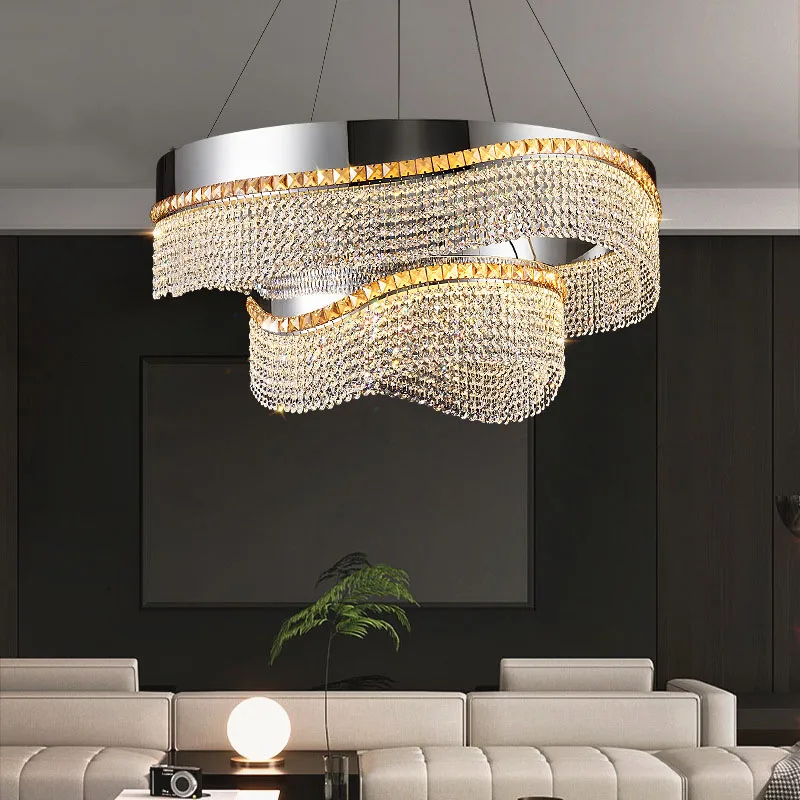 

Nordic Crystal Pendent lamp Living room Chandelier New Dining room Bedroom Luxury LED Pendant High-end Interior Lighting Luster