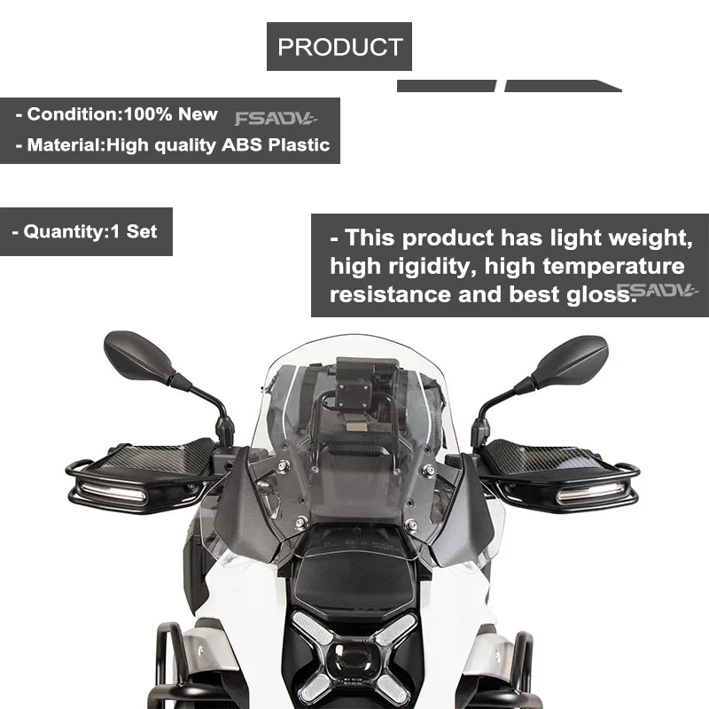 Carbon Black Handguard Hand shield Protector Windshield For BMW R1300GS R1300 GS R 1300GS ADVENTURE R 1300 GS ADV 2024 2025 - Image 2