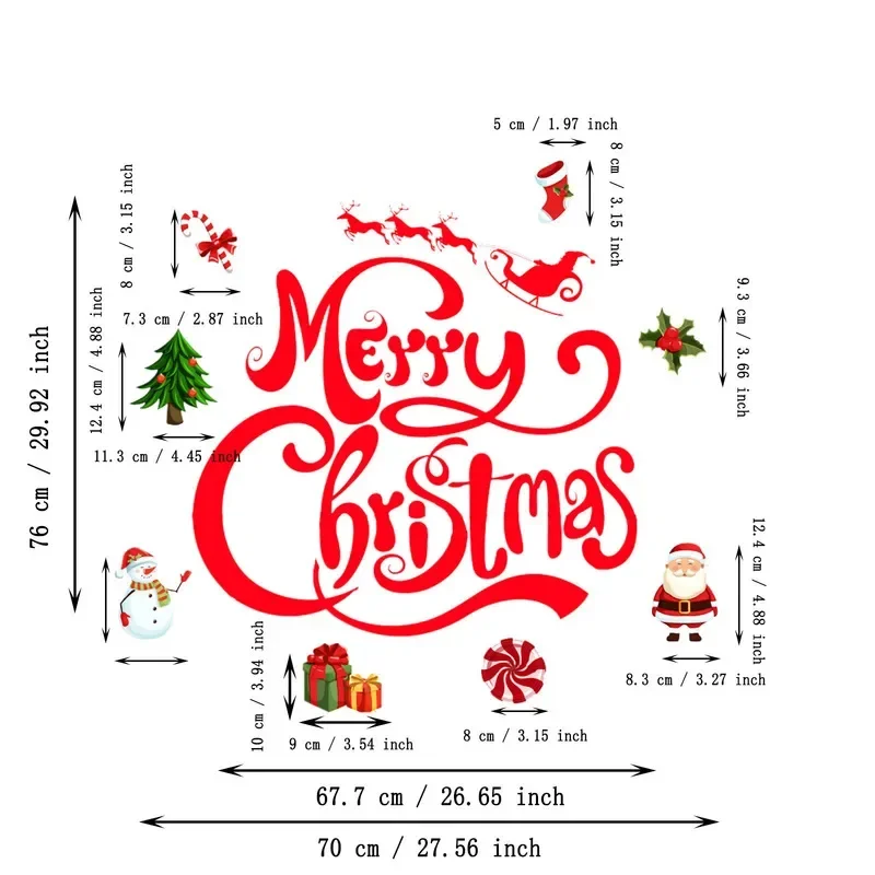 Merry Christmas Magnetic Garage Door Sticker Holiday Decorative Peel And Stick Car Fridge Wall Decal