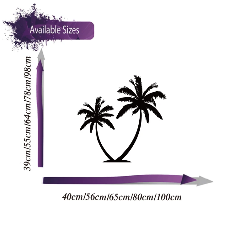 2Pcs Palm Tree Summer Beach Wall Sticker Living Room Playroom Jungle Forest Travel Wall Decal Bedroom  Home Decor