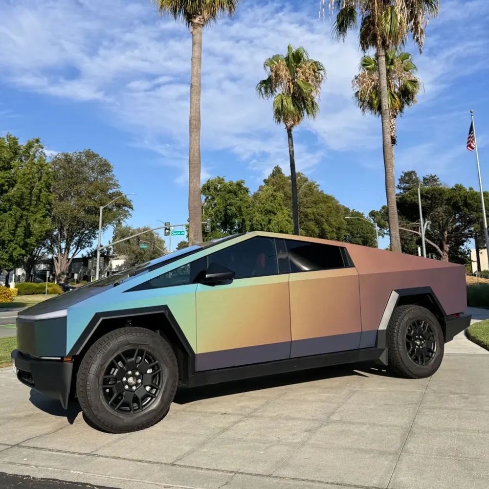 

Color Change Film 8.5mil For Tesla Cybertruck 2024-2026 PET Car Protective Film DIY Full Vinyl Wrap Ultra Gloss Anti-Scratch Kit