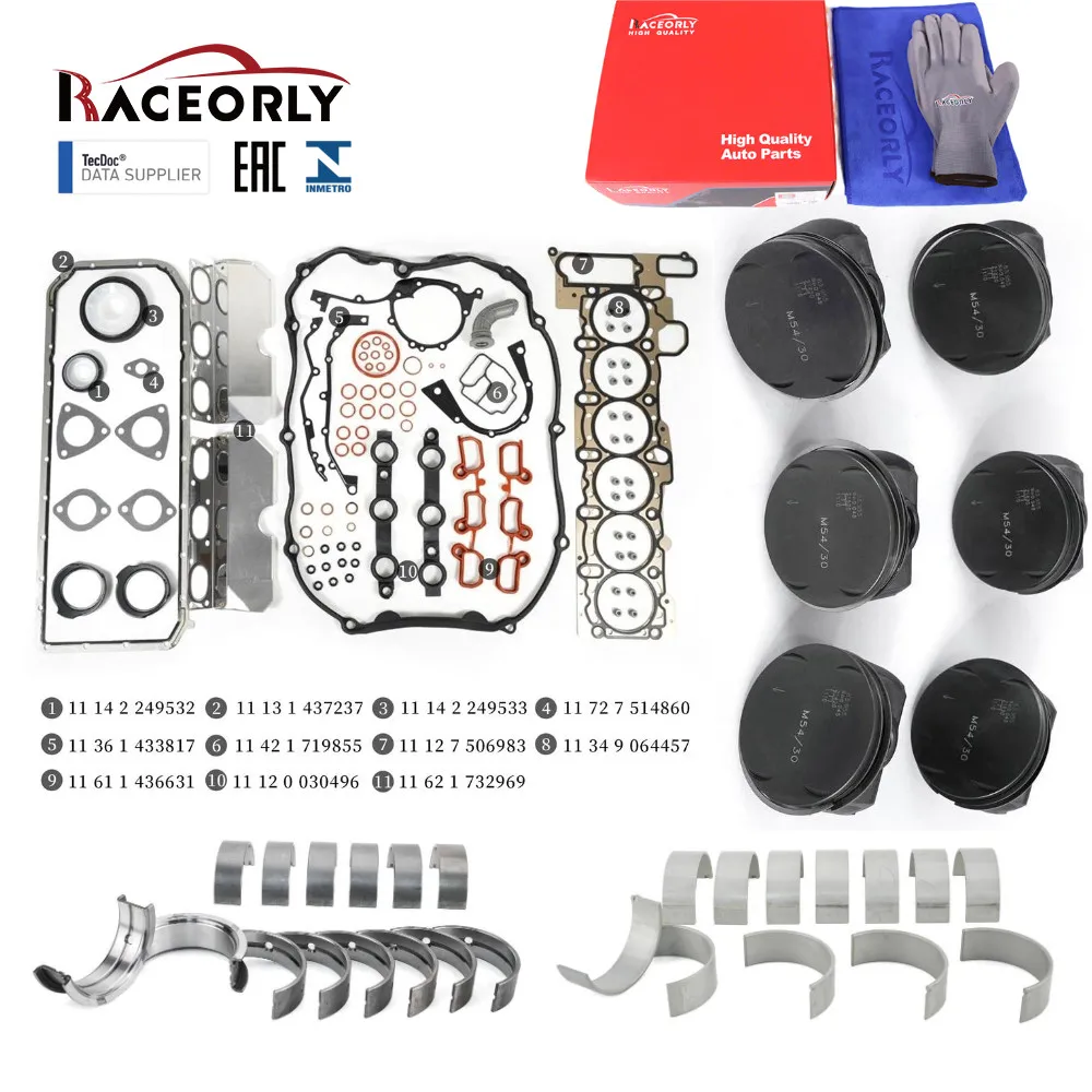 

RACEORLY Engine Rebuild Kit For BMW 330i 530i X5 Z4 E46 E53 E60 E85 M54B30 3.0