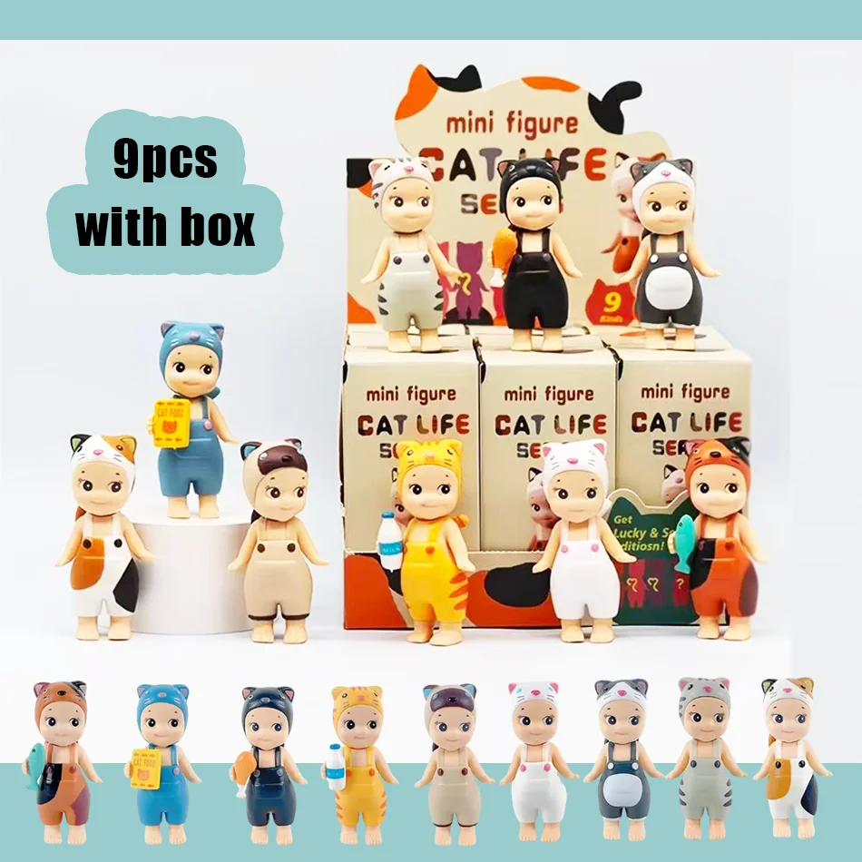 مواء مواء اليومية الملاك سلسلة القط صندوق أعمى العصرية لعب دمية سطح المكتب الكرتون الإبداعية زخرفة اليدوية صندوق غامض فتاة هدية