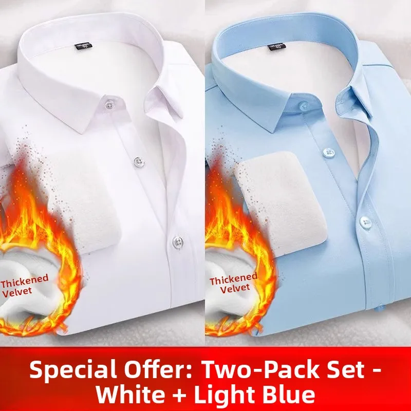 남성용 기모 안감 따뜻한 롱 슬리브 비즈니스 캐주얼 폴리에스터 섬유 무브랜드 등록 상표