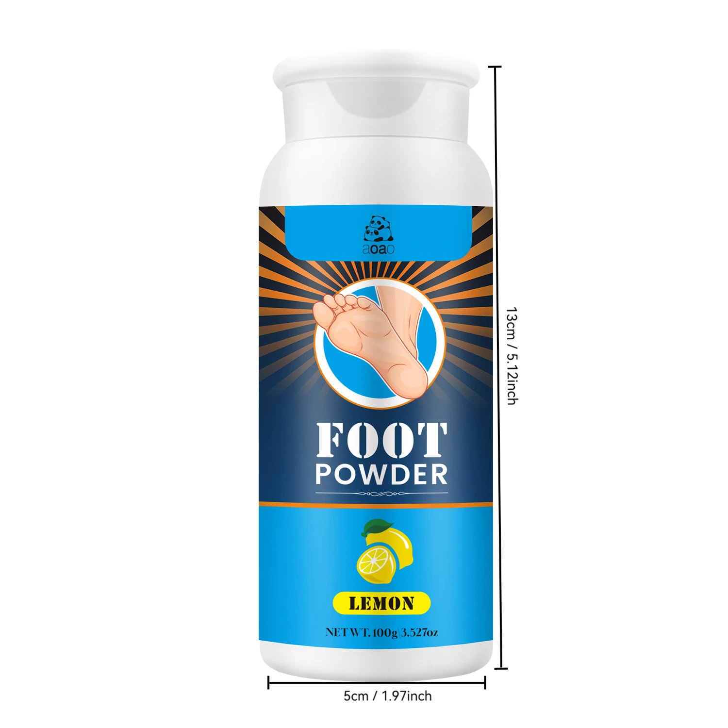 Foot Deodorant Powder with Corn Starch, Silicon Dioxide & Lemon Scent-Long-Lasting Freshness,  Odor Control for Shoes & Feet.