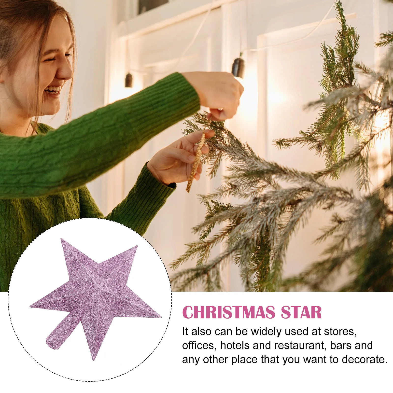 

Tree Star Ornament Elegant Treetop Decorations Glittering Star Shaped DIY Decoration for Home Office Party