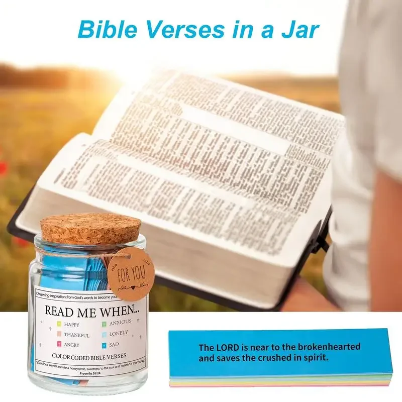 Read Me When-Bible Verses in A Jar, God's Word Storage Jar ,Colorful Bible Verses Gratitude & Blessings Christian