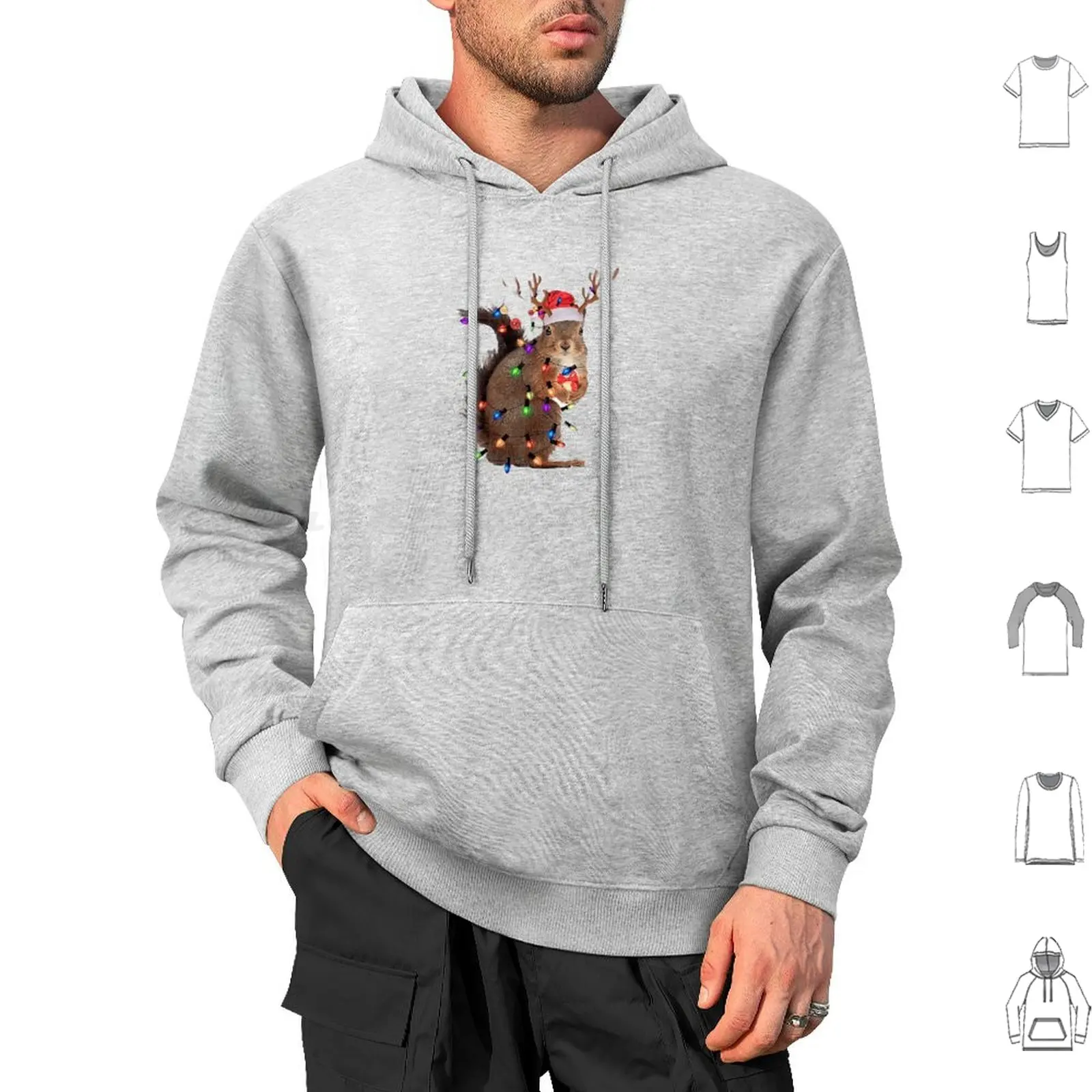 Christmas Squirrel Lights Hoodie cotton Long Sleeve Christmas Squirrel Lights Christmas Squirrel Chirstmas Womens Shi