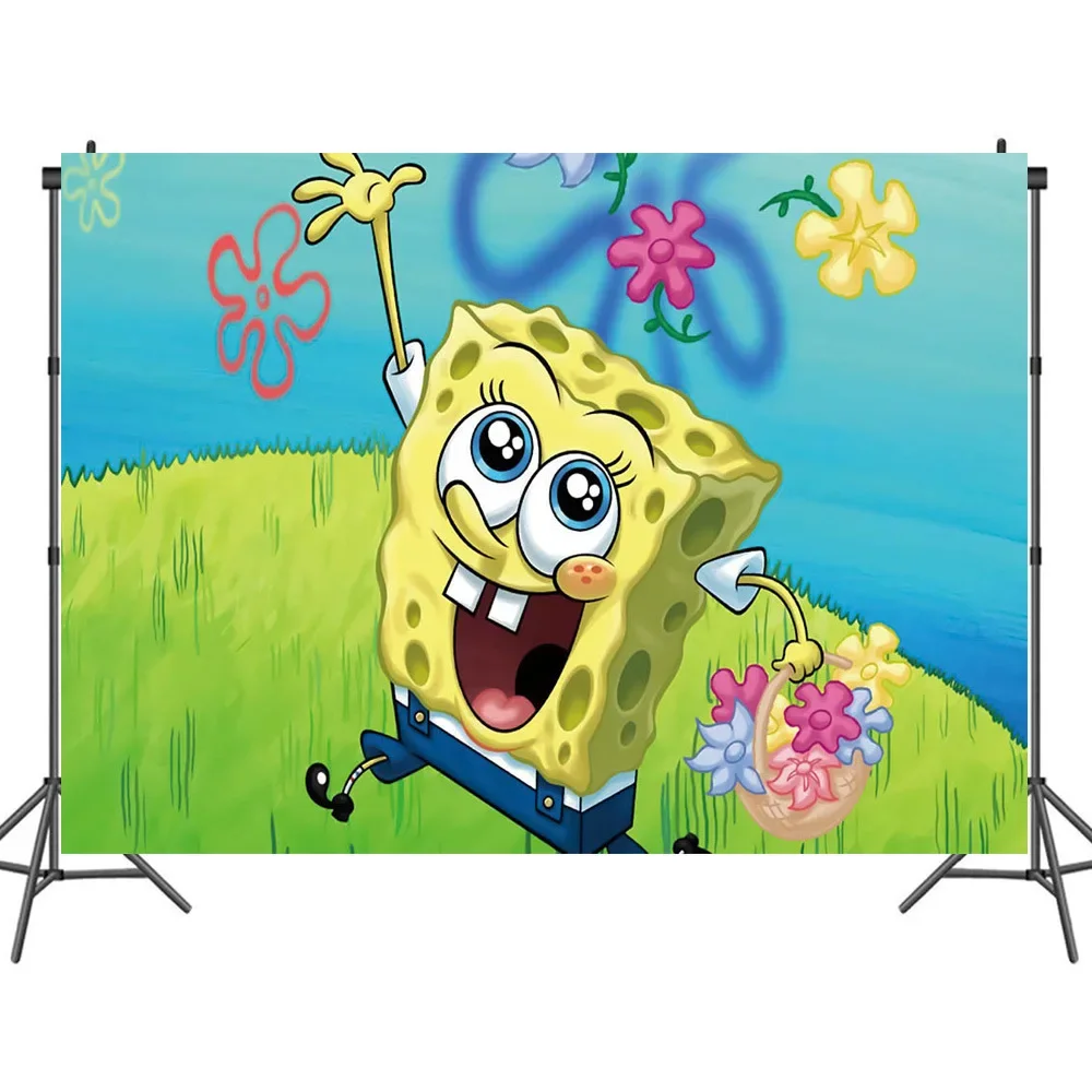 SpongeBob SquarePants Patrick Star Theme Vinyl Background Photography Wall Hanging Children\'s Birthday Party Photo Decoration