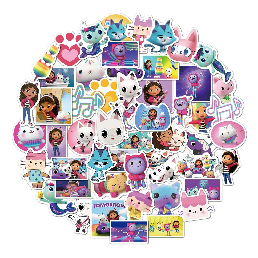 50PCS Cute Children’s Cartoon Gaby’s Dollhouse Sticker Waterproof Diy Graffiti Water Cup Notebook Luggage Sticker Painting