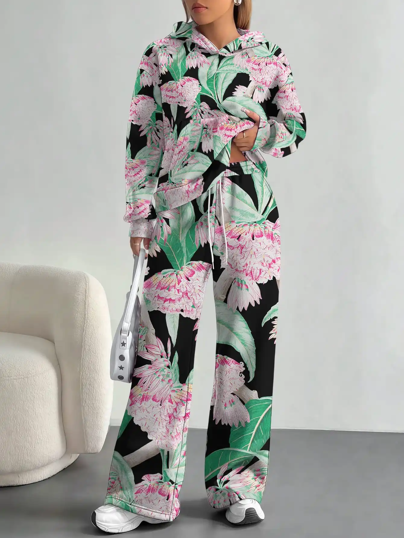 Splicing foreign trade 2025 floral pattern new hot style autumn and winter new fashion casual European and American suits for