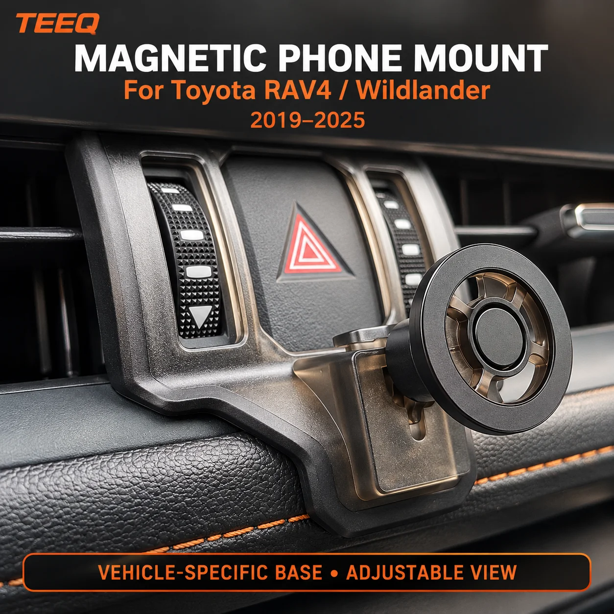 TEEQ Magnetic Car Phone Holder For Toyota RAV4 Wildlander 2019-2025, Vehicle-Specific Center Mount, Adjustable Phone Stand