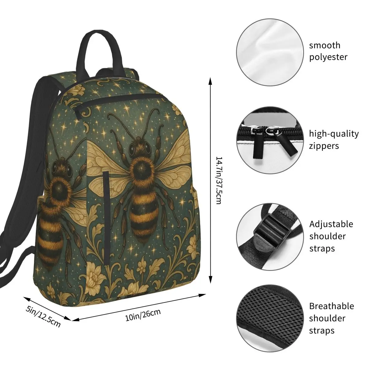 Bee Themed Backpack Student BookBag Kids School Bag Laptop Shoulder Bags Boys Girls