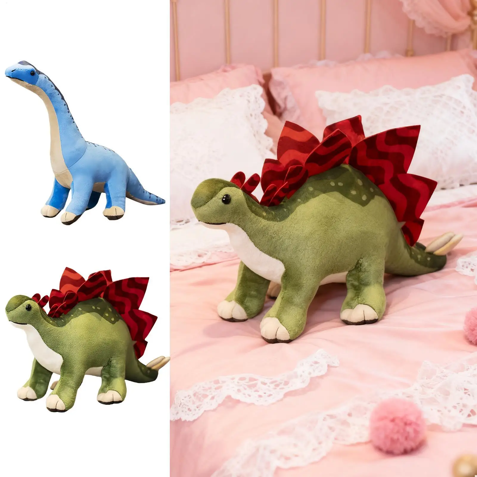 

new Lovely Dinosaur Stegosaurus Plush Toy Stuffed Animal Plushie Cute Serpent Dragon Doll Soft Baby Hug Pillow Kids Boy Gift