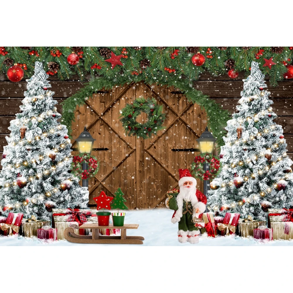 Merry Christmas Backdrop Photography Winter Window Santa Claus Party Decor Baby Portrait Photographic Background Photo Studio