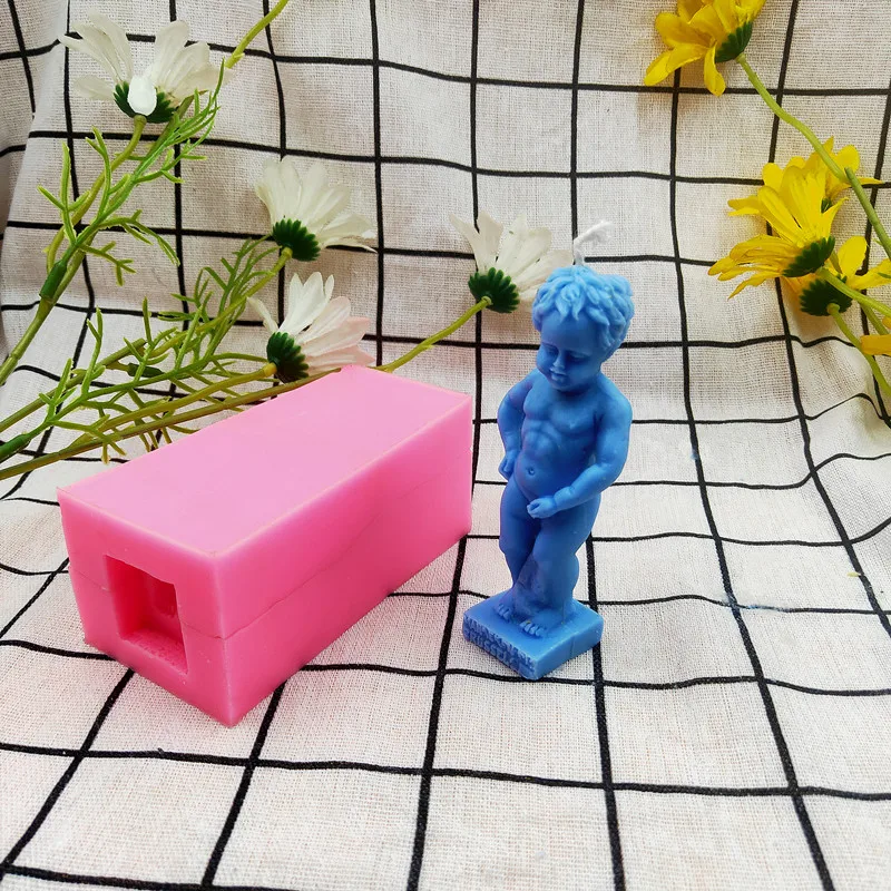 Manneken Pis  Naked Boy Juliaant Silicone Candle Molds  Historical Art Sculpture Tourist Statue Epoxy Clay Mould for Table Decor