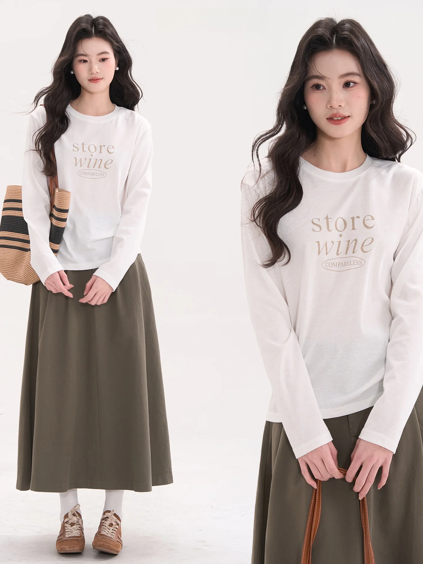 

Heme Cloud Top Herbal Long Sve Letter Print round Ne T-irt Women Spring Cotton Casual Sle Stand Fit Hoodie