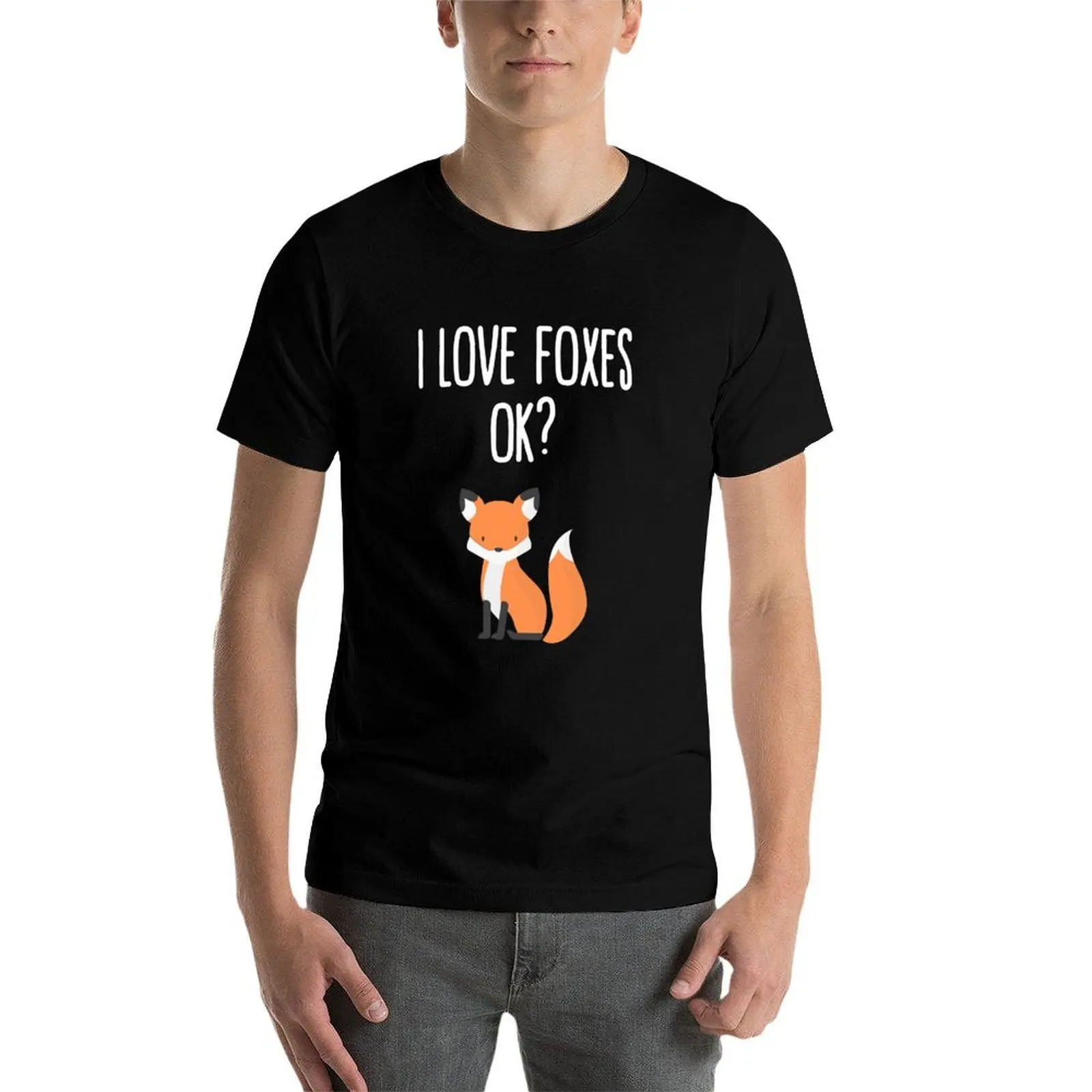 أنا أحب الثعالب موافق - Fox T-shirt g man تي شيرت للرجال تي شيرت مطبوع حسب الطلب