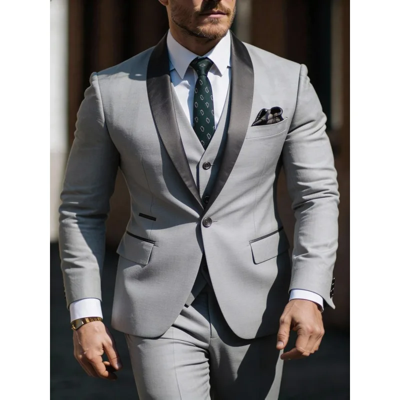 Men's 3pcs Suit Set Jacket Vest Pants, Prom Party Wedding Business Suits for Men мускульный костюм wedding suits for men - Image 5