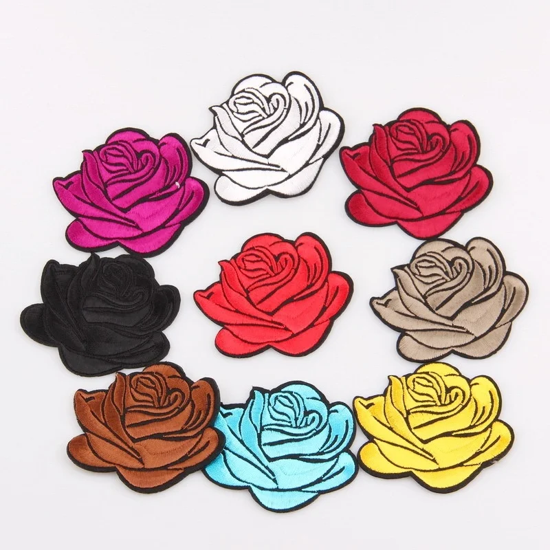 5Pc New Roses Decals Iron Cloth Patch Patch High-end Garment Accessories Fabric Patch Multi-coloured Roses with Adhesive Patches