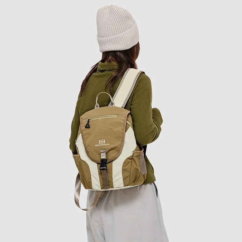 Casual Color Block Backpack with Mesh Side Pockets, Durable Lightweight Daypack for Hiking, Camping Everyday Use Women Men