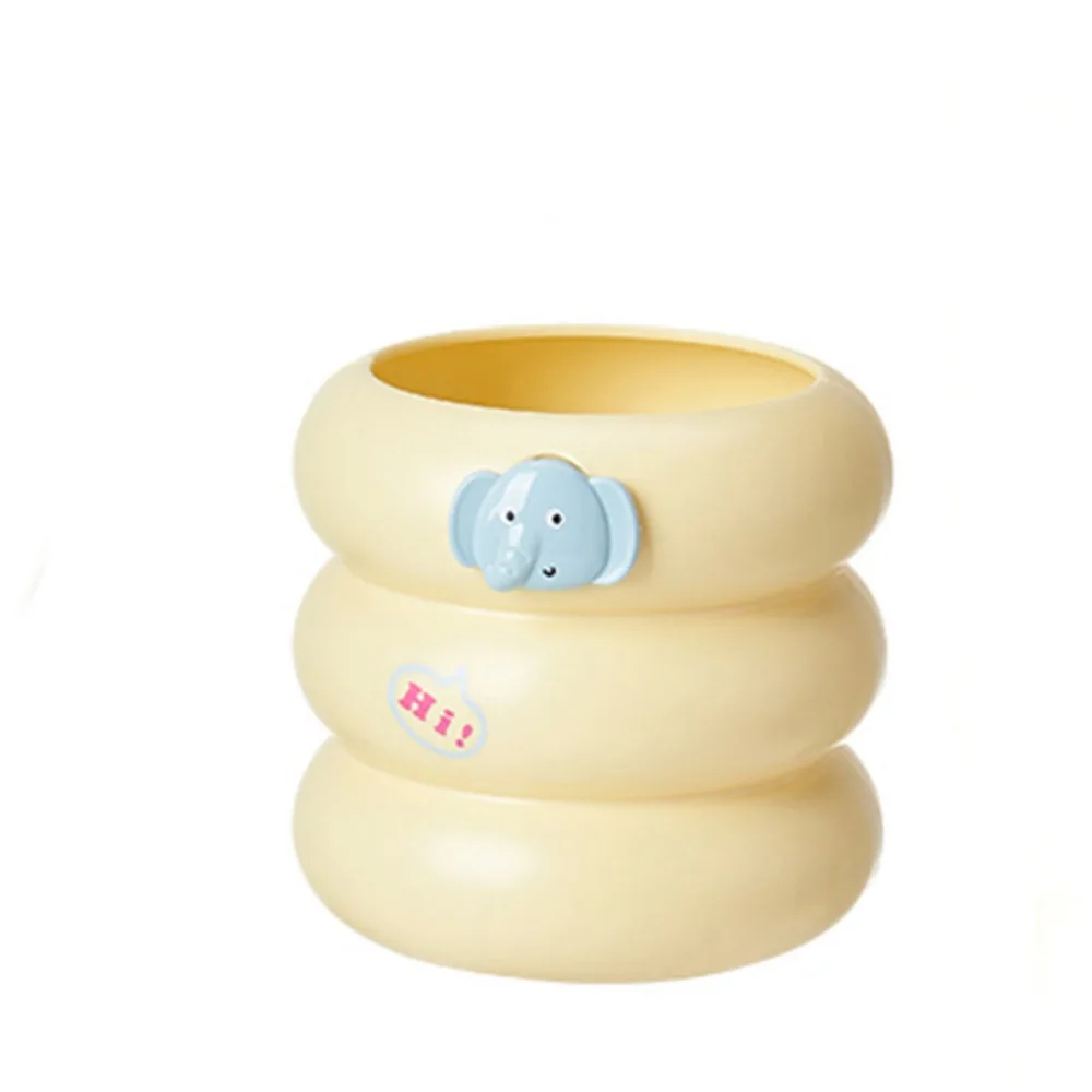 Round/Square Pen Holder Cute Cartoon Multifunctional Plastic Pencil Case Creative Practical Stationery Storage Box